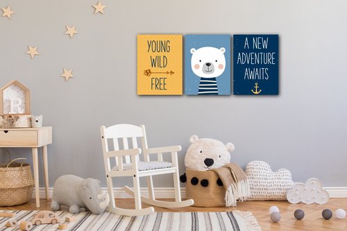 Obraz Set of pictures yellow blue2 - 90 x 40 cm (3-piese)