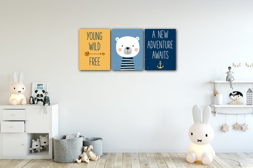 Obraz Set of pictures yellow blue2 - 90 x 40 cm (3-piese)