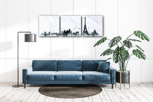 Tablou Paris panorama - 90 x 30 cm (3-piese)