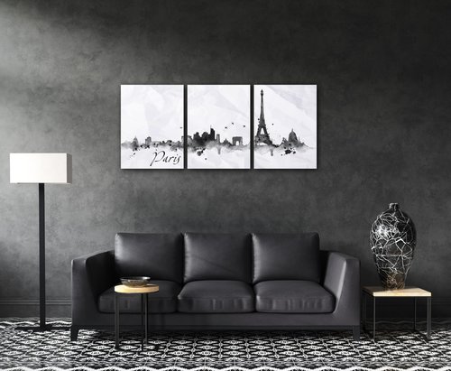 Tablou Paris panorama - 90 x 40 cm (3-piese)