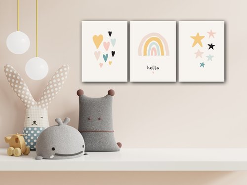 Obraz Cute rainbow baby decor - 90 x 40 cm (3-piese)