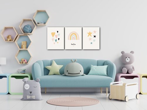 Obraz Cute rainbow baby decor - 90 x 40 cm (3-piese)