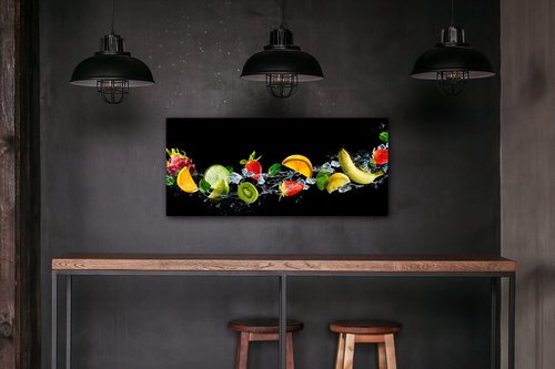 Tablou Fruit black background - 90 x 40 cm