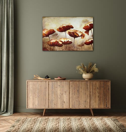 Tablou Flowers red and yellow - 90 x 60 cm