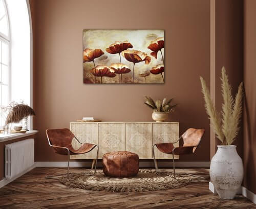 Tablou Flowers red and yellow - 90 x 60 cm