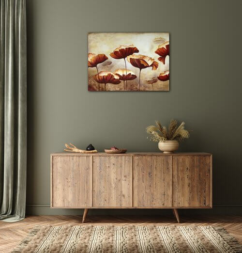 Tablou Flowers red and yellow - 70 x 50 cm