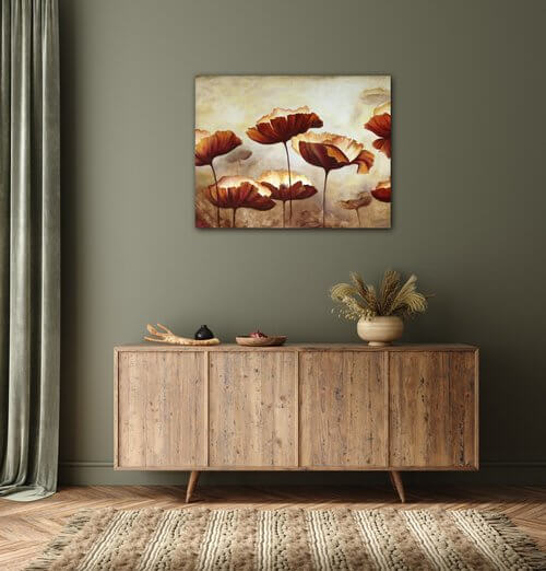 Tablou Flowers red and yellow - 90 x 70 cm