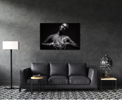 Tablou Woman portrait black silver - 90 x 60 cm