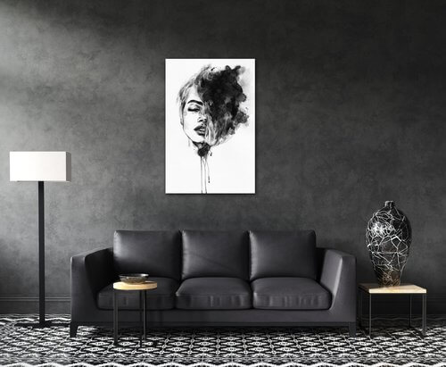 Tablou Woman black and white ilustration - 60 x 90 cm