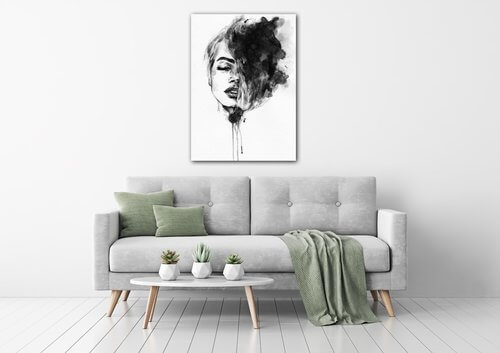 Tablou Woman black and white ilustration - 50 x 70 cm