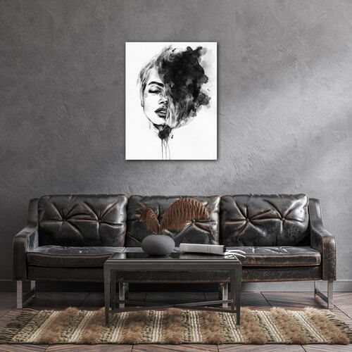 Tablou Woman black and white ilustration - 70 x 90 cm