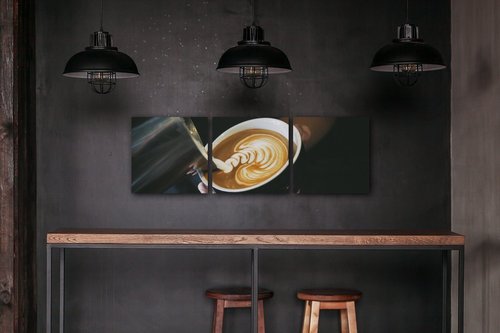 Tablou Latte art - 90 x 30 cm (3-piese)