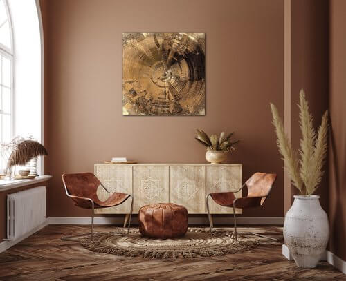 Tablou Golden Beige Abstract - 70 x 70 cm