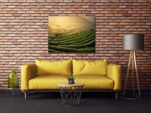 Tablou Sunrise On The Tea Plantation - 90 x 70 cm