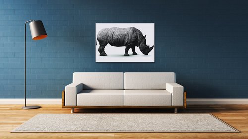 Tablou Rhinoceros black and white - 60 x 40 cm