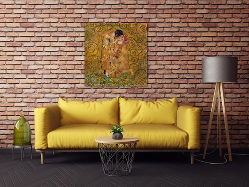 Tablou Reproduction Gustav Klimt Kiss - 60 x 60 cm