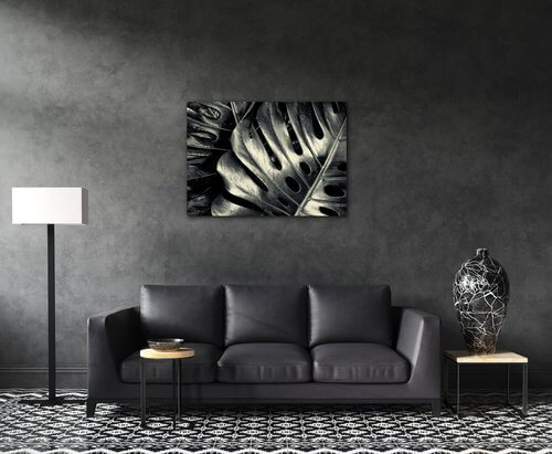 Tablou Black and white leafs - 70 x 50 cm