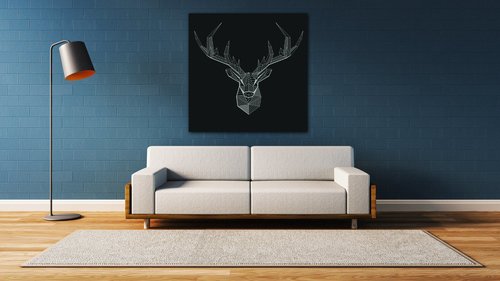 Tablou Deer black and white - 60 x 60 cm