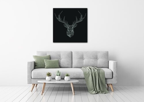 Tablou Deer black and white - 60 x 60 cm