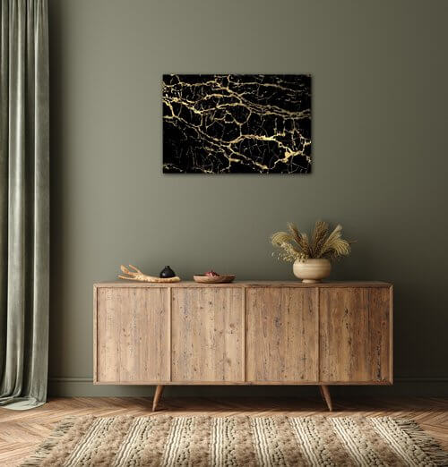 Tablou Marble black and gold - 90 x 60 cm