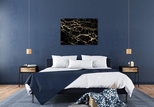 Tablou Marble black and gold - 70 x 50 cm