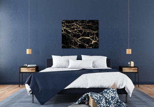 Tablou Marble black and gold - 90 x 70 cm
