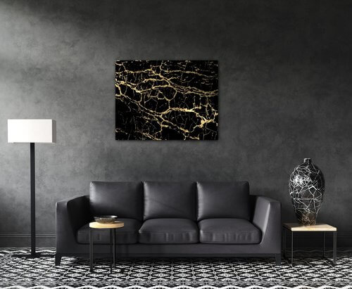 Tablou Marble black and gold - 90 x 70 cm