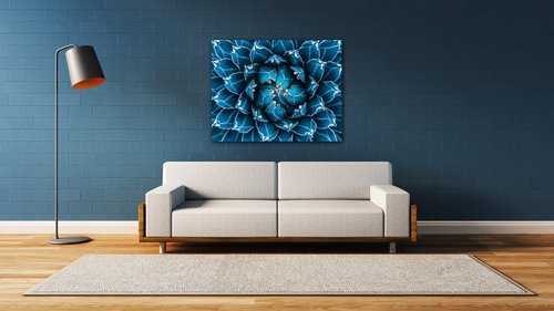 Tablou Blue blossom - 90 x 70 cm