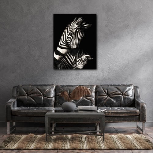 Tablou Zebras black and white - 70 x 90 cm