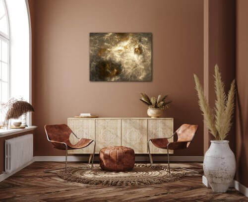 Tablou Beige gold abstract - 90 x 70 cm