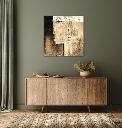 Tablou Beige gold abstract square - 50 x 50 cm