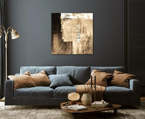 Tablou Beige gold abstract square - 50 x 50 cm