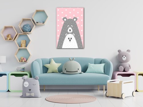 Obraz Pink grey bear - 60 x 40 cm