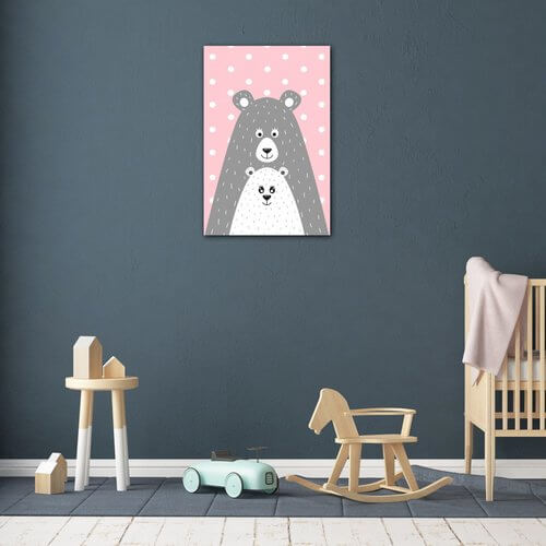 Obraz Pink grey bear - 60 x 40 cm