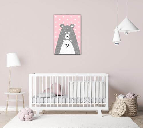 Obraz Pink grey bear - 60 x 40 cm