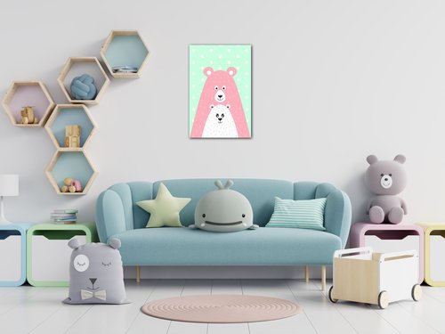 Obraz Pink blue bear - 60 x 40 cm