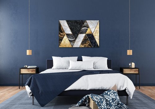 Tablou Gold black abstract - 90 x 60 cm
