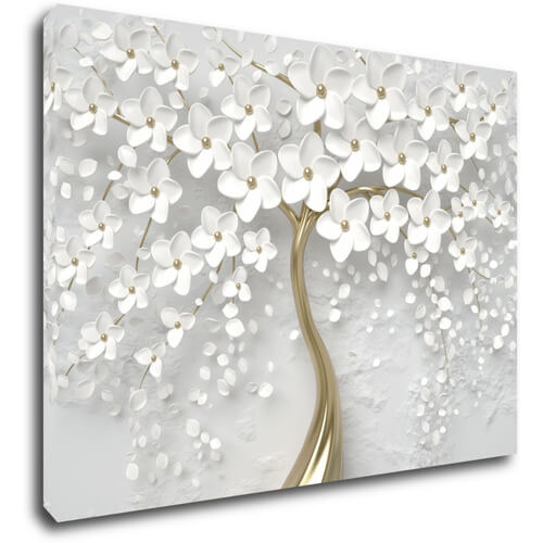 Tablou White tree with flowers - 70 x 50 cm