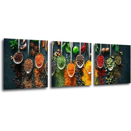 Tablou Teaspoons and spice - 90 x 30 cm (3-piese)