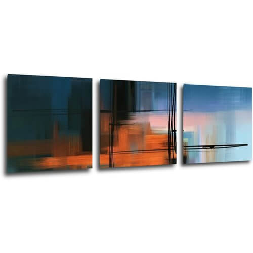 Tablou Abstract design blue - 90 x 30 cm (3-piese)