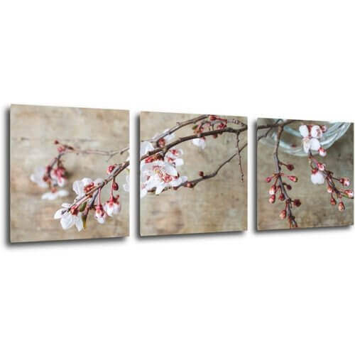 Tablou Pink blossom - 90 x 30 cm (3-piese)