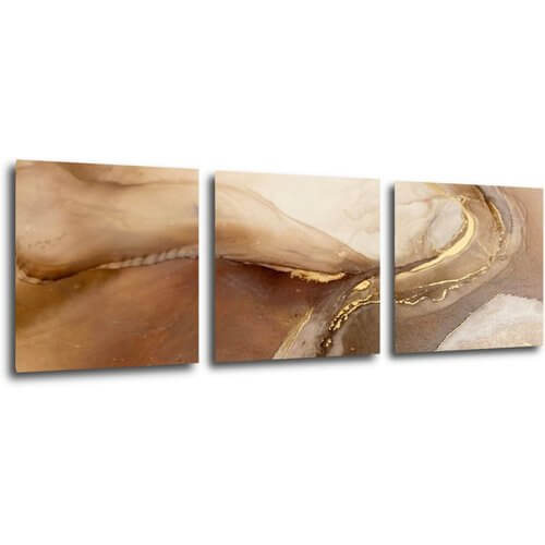 Tablou Golden Beige Fluid - 90 x 30 cm (3-piese)