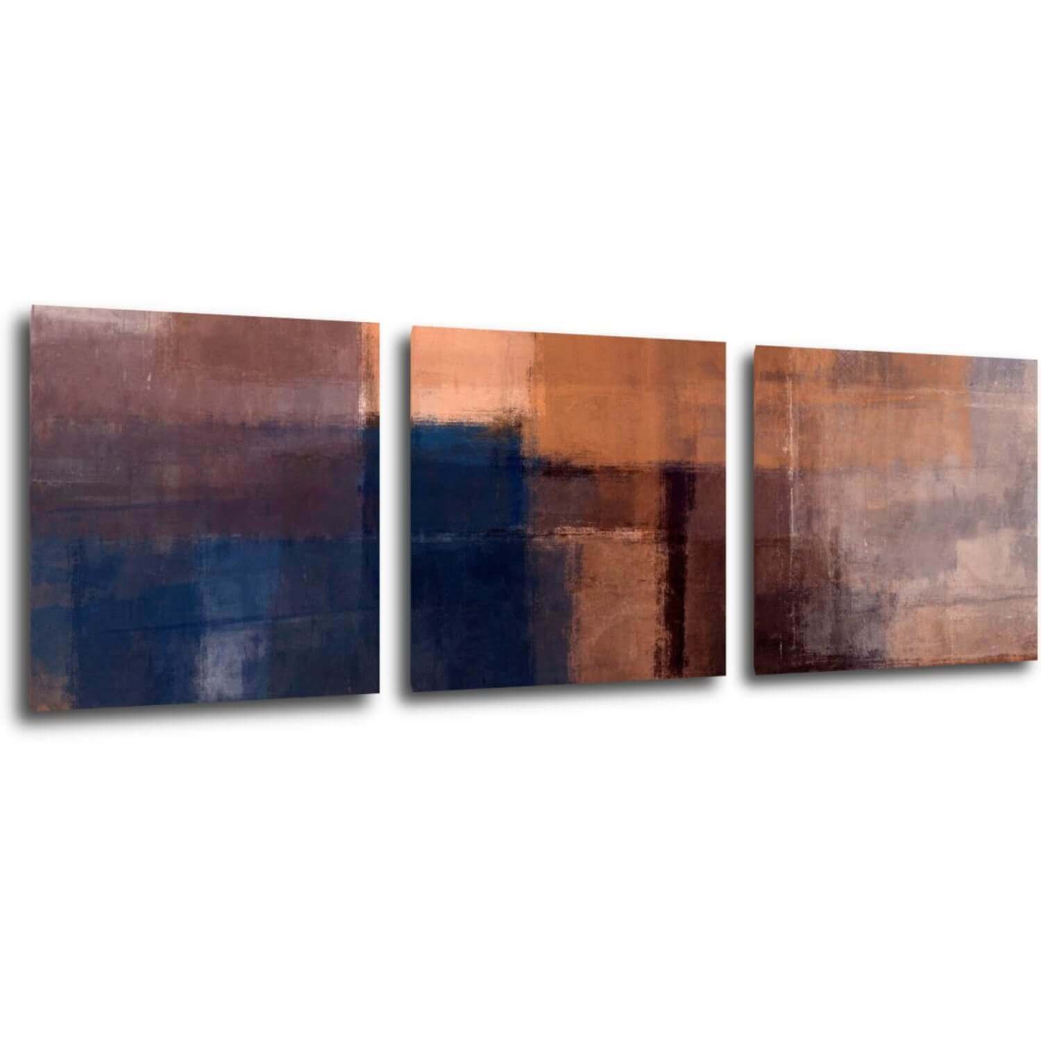 Tablou Orange blue beige abstrakt - 90 x 30 cm (3-piese)