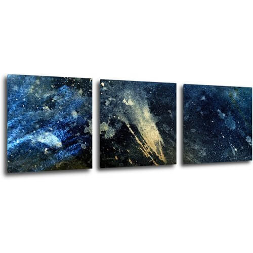 Tablou Dark blue gold abstrakt - 90 x 30 cm (3-piese)