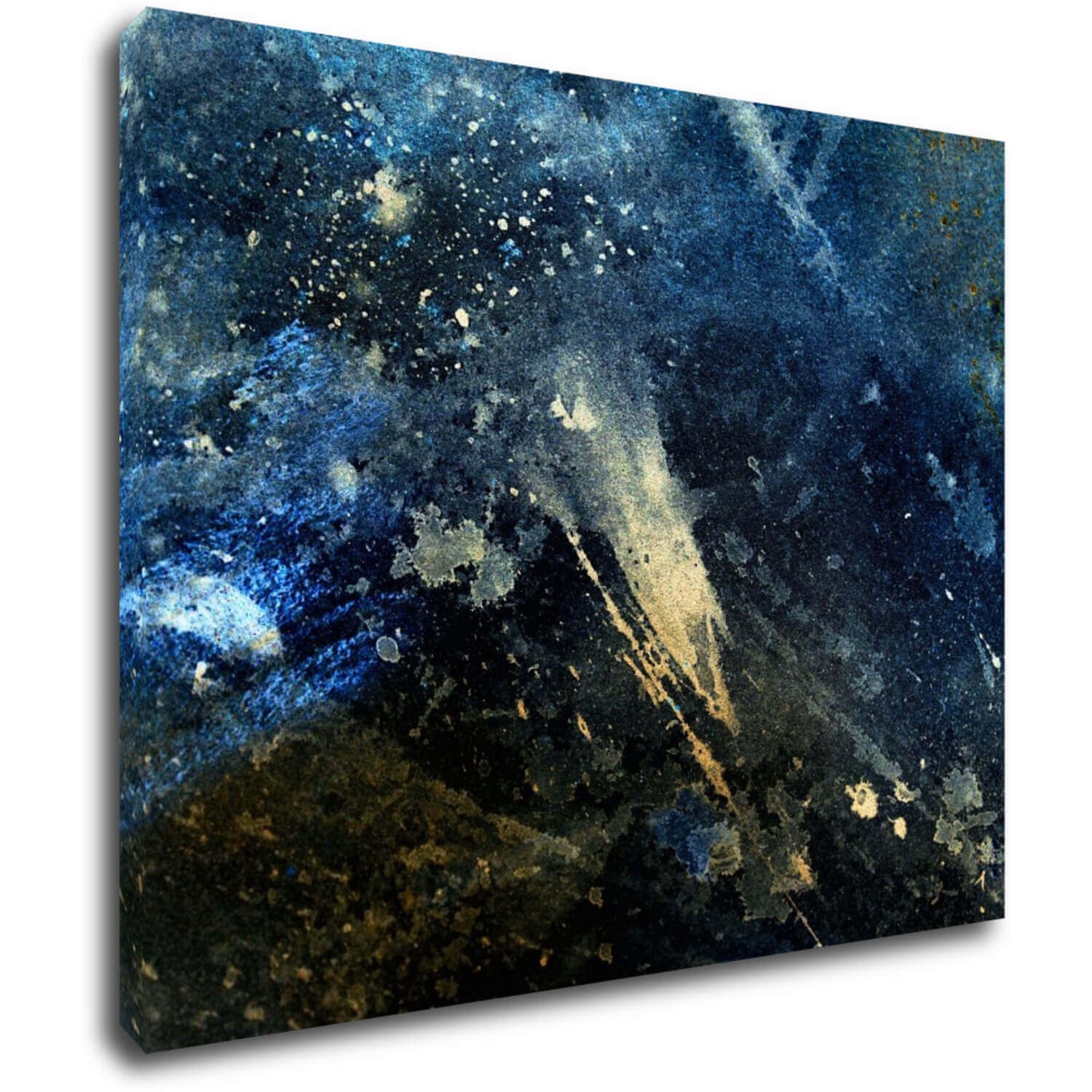 Tablou Dark blue gold abstrakt - 90 x 70 cm