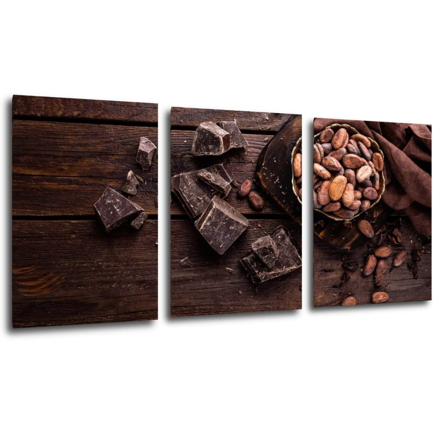 Tablou Chocolate on wood - 150 x 70 cm (3-piese)