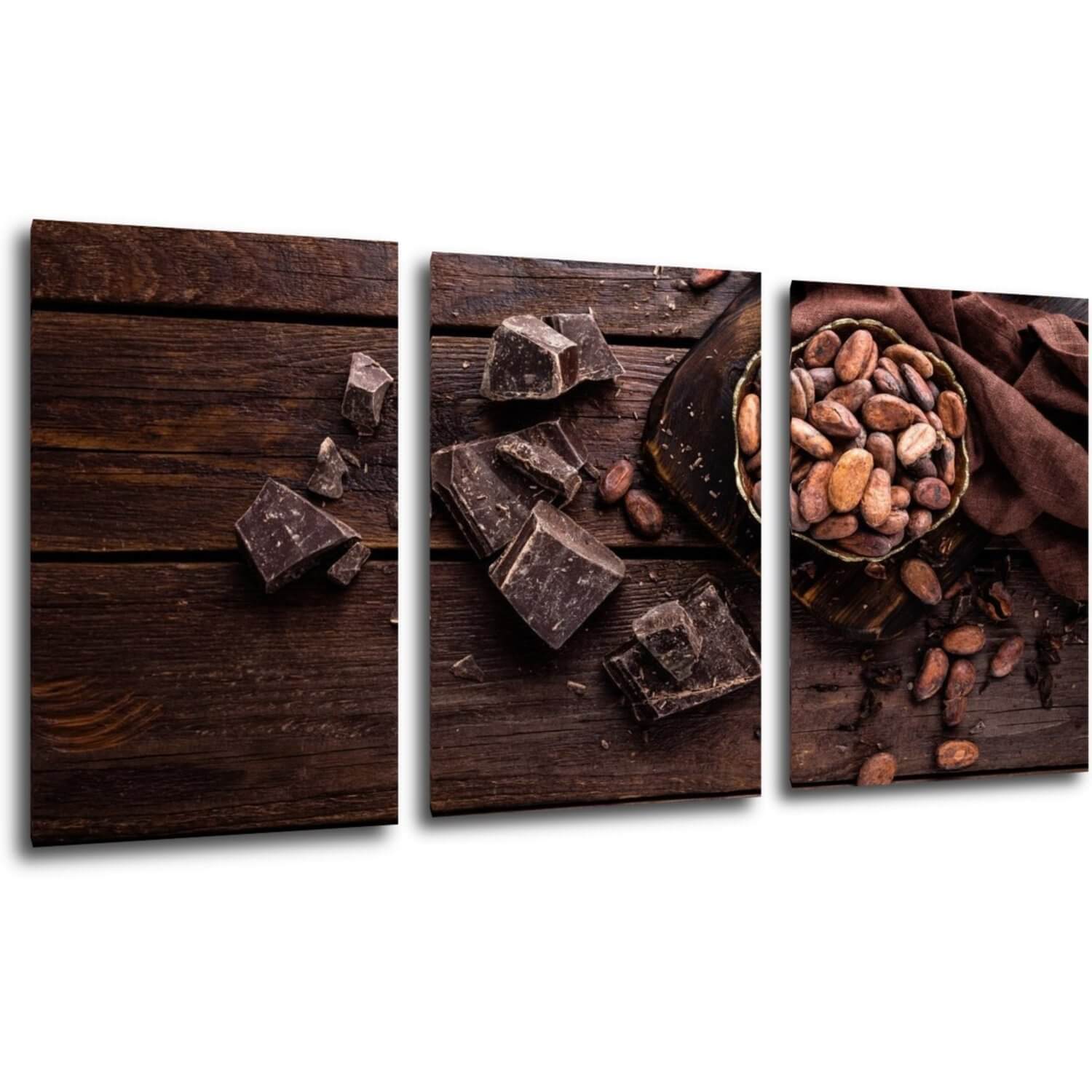 Tablou Chocolate on wood - 120 x 60 cm (3-piese)