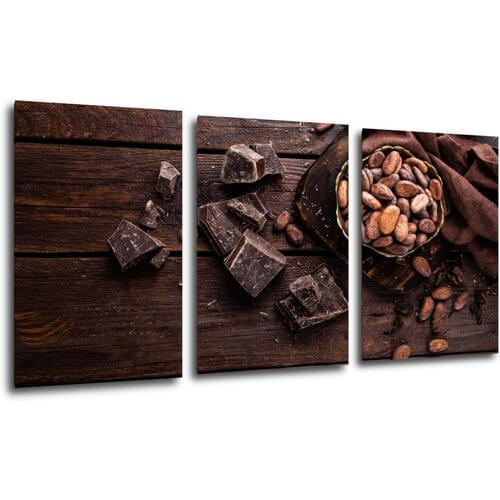 Tablou Chocolate on wood - 120 x 60 cm (3-piese)