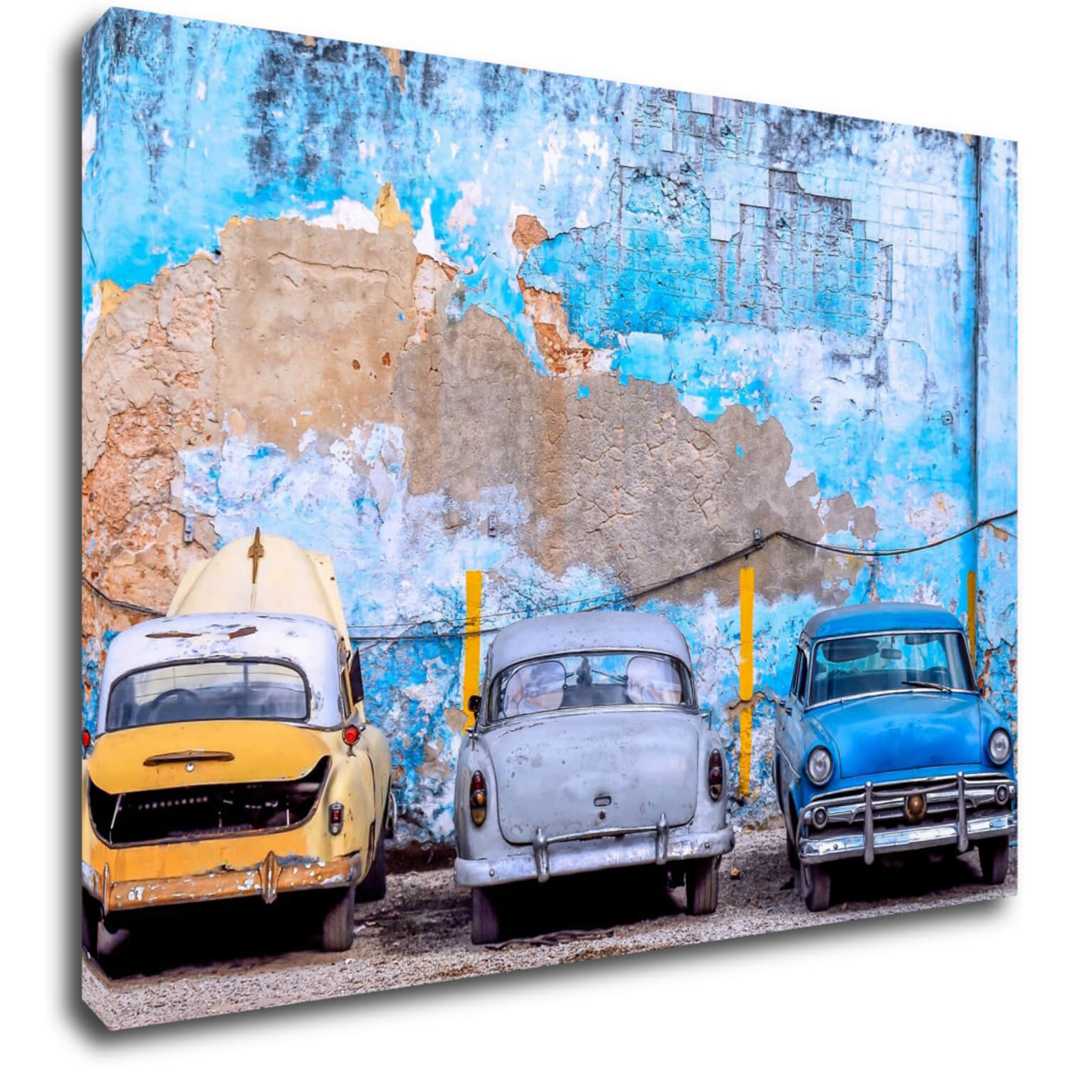 Tablou Old blue cars - 70 x 50 cm
