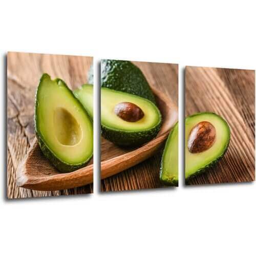 Tablou Avocados on wood - 120 x 60 cm (3-piese)